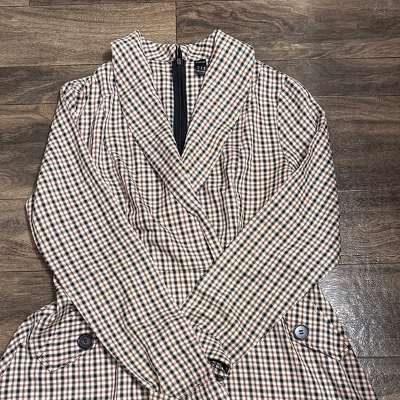 SHEIN Black and Cream Checkered Long Sleeve Dress sz xl - Picture 2 of 2